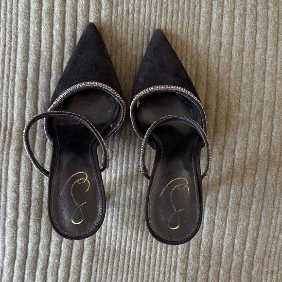 Sam Edelman Black Heels with Rhinestone Straps - Picture 3 of 3